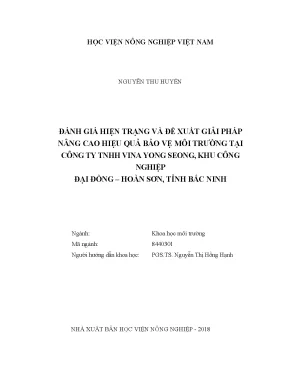 Luận văn thạc sĩ vnua đánh giá hiện trạng và đề xuất giải pháp nâng cao hiệu quả bảo vệ môi trường tại công ty tnhh vina yong seong khu công nghiệp đại đồng hoàn sơn tỉnh bắc ninh