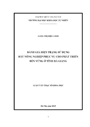 Luận văn thạc sĩ hus đánh giá hiện trạng sử dụng đất nông nghiệp phục vụ cho phát triển bền vững ở tỉnh hà giang