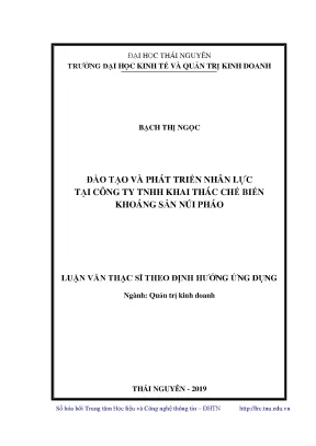 Luận văn thạc sĩ hay đào tạo và phát triển nhân lực tại công ty tnhh khai thác chế biến khoáng sản núi pháo