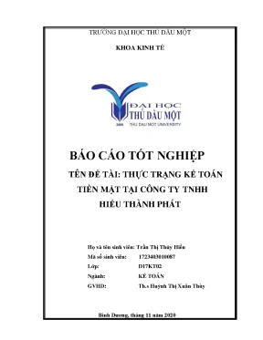 Khóa luận tốt nghiệp kế toán tiền mặt tại công ty tnhh hiếu thành phát