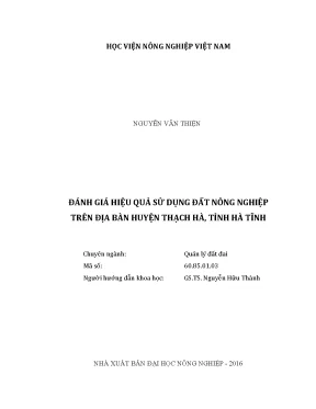 Luận văn thạc sĩ vnua đánh giá hiệu quả sử dụng đất nông nghiệp trên địa bàn huyện thạch hà tỉnh hà tĩnh