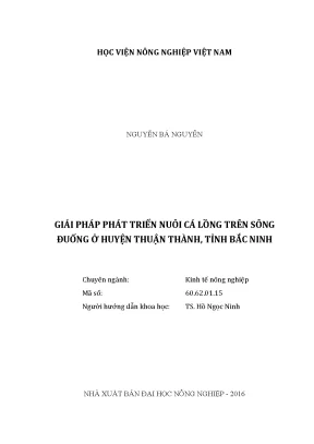 Luận văn thạc sĩ vnua giải pháp phát triển nuôi cá lồng trên sông đuống ở huyện thuận thành tỉnh bắc ninh