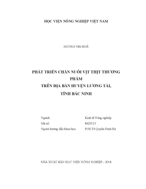 Luận văn thạc sĩ vnua phát triển chăn nuôi vịt thương phẩm trên địa bàn huyện lương tài tỉnh bắc ninh