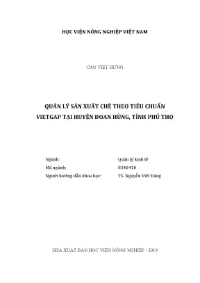 Luận văn thạc sĩ vnua quản lý sản xuất chè theo tiêu chuẩn vietgap tại huyện đoan hùng tỉnh phú thọ