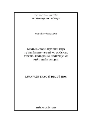 Luận văn thạc sĩ hay đánh giá tổng hợp điều kiện tự nhiên khu vực rừng quốc gia yên tử tỉnh quảng ninh phục vụ phát triển du lịch
