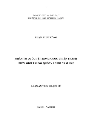 Luận án tiến sĩ nhân tố quốc tế trong cuộc chiến tranh biên giới trung quốc ấn độ năm 1962