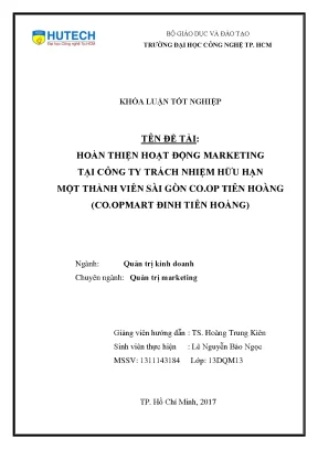 Luận văn thạc sĩ hay hoàn thiện hoạt động marketing tại công ty trách nhiệm hữu hạn một thành viên sài gòn co op tiên hoàng co opmart đinh tiên hoàng