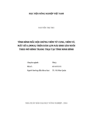 Luận văn thạc sĩ vnua tình hình mắc hội chứng viêm tử cung viêm vú mất sữa mma trên đàn lợn nái sinh sản nuôi theo mô hình trang trại tại tỉnh ninh bình