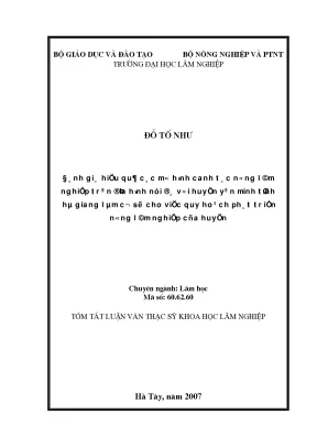 Luận văn thạc sĩ hay đánh giá hiệu quả các mô hình canh tác đá vôi huyện yên minh tỉnh hà giang làm cơ sở cho việc quy hoạch phát triển nông lâm nghiệp của huyện