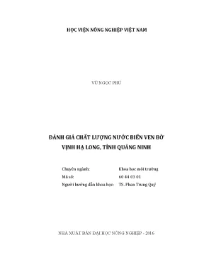 Luận văn thạc sĩ vnua đánh giá chất lượng nước biển ven bờ vịnh hạ long tỉnh quảng ninh