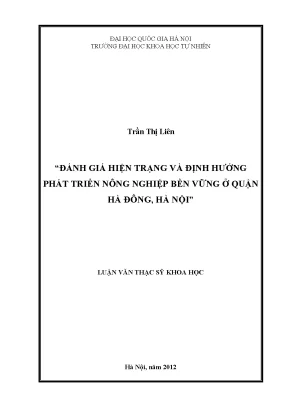 Luận văn thạc sĩ hus đánh giá hiện trạng và định hướng phát triển nông nghiệp bền vững ở quận hà đông hà nội