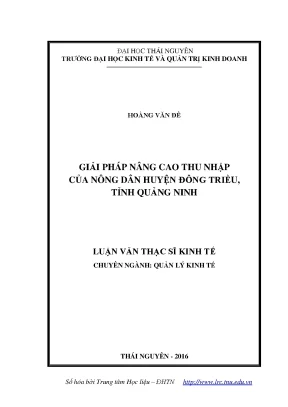 Luận văn thạc sĩ hay giải pháp nâng cao thu nhập của nông dân huyện đông triều tỉnh quảng ninh
