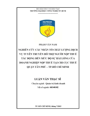 Luận văn thạc sĩ hay đo lường mức độ hài lòng của doanh nghiệp đối với công tác tuyên truyền hỗ trợ người nộp thuế tại chi cục thuế quận tân phú tp hồ chí minh