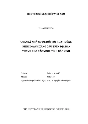 Luận văn thạc sĩ vnua quản lý nhà nước đối với hoạt động kinh doanh xăng dầu trên địa bàn thành phố bắc ninh tỉnh bắc ninh