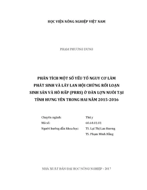 Luận văn thạc sĩ vnua phân tích một số yếu tố nguy cơ làm phát sinh và lây lan hội chứng rối loạn sinh sản và hô hấp prrs ở đàn lợn nuôi tại tỉnh hưng yên trong hai năm 2015 2016