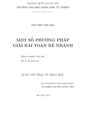 Luận văn thạc sĩ hus một số phương pháp giải bài toán rẽ nhánh