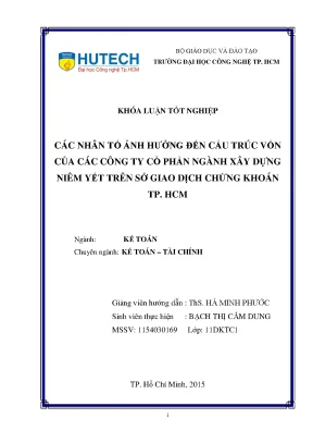 Luận văn thạc sĩ hay các nhân tố ảnh hưởng đến cấu trúc vốn của các công ty cổ phần ngành xây dựng niêm yết trên sở giao dịch chứng khoán tp hcm