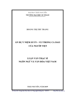 Luận văn thạc sĩ hay ẩn dụ ý niệm buồn vui trong ca dao của người việt