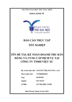 Khóa luận tốt nghiệp kế toán doanh thu bán hàng và cung cấp dịch vụ tại công ty tnhh việt âu