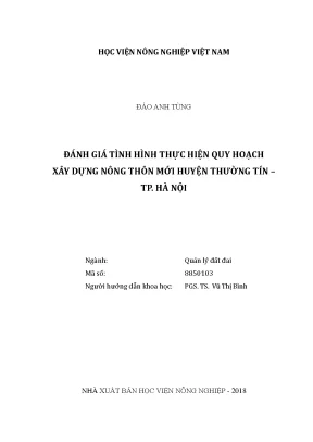 Luận văn thạc sĩ vnua đánh giá tình hình thực hiện quy hoạch xây dựng nông thôn mới huyện thường tín tp hà nội