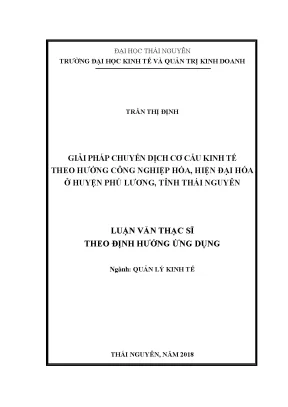 Luận văn thạc sĩ hay giải pháp chuyển dịch cơ cấu kinh tế theo hướng công nghiệp hóa hiện đại hóa ở huyện phú lương tỉnh thái nguyên