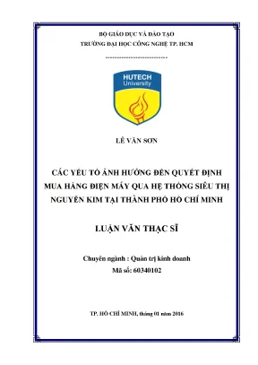 Luận văn thạc sĩ hay các yếu tố ảnh hưởng đến quyết định mua hàng điện máy qua hệ thống siêu thị nguyễn kim tại thành phố hồ chí minh