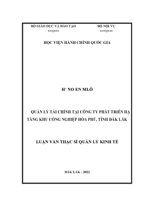 Luận văn thạc sĩ quản lý tài chính tại công ty phát triển hạ tầng khu công nghiệp hòa phú tỉnh đắk lắk