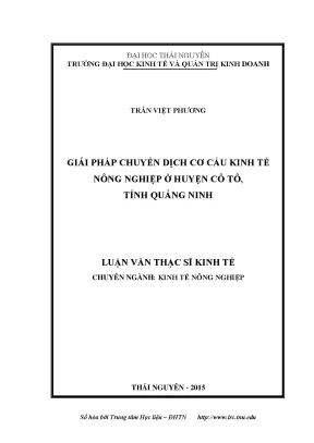 Luận văn thạc sĩ hay giải pháp chuyển dịch cơ cấu kinh tế nông nghiệp ở huyện cô tô tỉnh quảng ninh