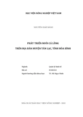 Luận văn thạc sĩ vnua phát triển nuôi cá lồng trên địa bàn huyện tân lạc tỉnh hòa bình