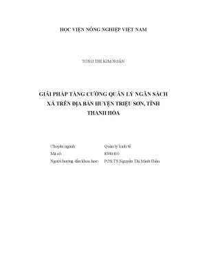 Luận văn thạc sĩ vnua giải pháp tăng cường quản lý ngân sách xã trên địa bàn huyện triệu sơn tỉnh thanh hóa