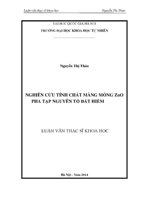 Luận văn thạc sĩ hus nghiên cứu tính chất màng mỏng của zno pha tạp nguyên tố đất hiếm