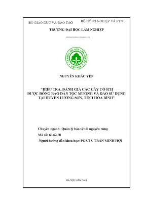 Luận văn thạc sĩ hay điều tra đánh giá các cây có ích được đồng bào dân tộc mường và dao sử dụng tại huyện lương sơn
