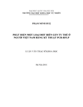 Luận văn thạc sĩ hus phát hiện một loại đột biến gen ty thể ở người việt nam bằng kỹ thuật pcr rflp