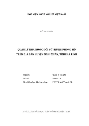 Luận văn thạc sĩ vnua quản lý nhà nước đối với rừng phòng hộ trên địa bàn huyện nghi xuân tỉnh hà tĩnh