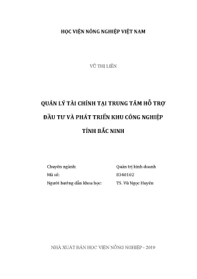 Luận văn thạc sĩ vnua quản lý tài chính tại trung tâm hỗ trợ đầu tư và phát triển khu công nghiệp tỉnh bắc ninh