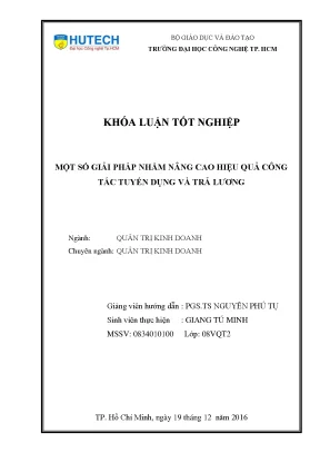 Luận văn thạc sĩ hay một số giải pháp nhằm hoàn thiện công tác tuyển dụng và trả lương tại công ty tnhh an dũng