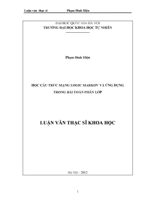 Luận văn thạc sĩ hus học cấu trúc mạng logic markov và ứng dụng trong bài toán phân lớp
