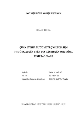 Luận văn thạc sĩ vnua quản lý nhà nước về trợ giúp xã hội thường xuyên trên địa bàn huyện sơn động tỉnh bắc giang