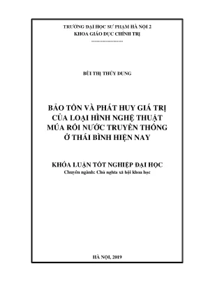 Luận văn thạc sĩ hay bảo tồn và phát huy giá trị của loại hình nghệ thuật múa rối nước truyền thống ở thái bình hiện nay