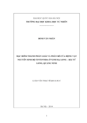 Luận văn thạc sĩ hus đặc điểm thành phần loài và phân bố của động vật nguyên sinh bộ tintinnida ở vịnh hạ long bái tử long quảng ninh 03