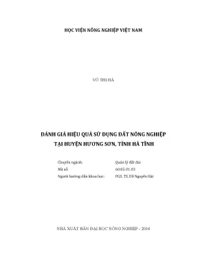 Luận văn thạc sĩ vnua đánh giá hiệu quả sử dụng đất nông nghiệp tại huyện hương sơn tỉnh hà tĩnh