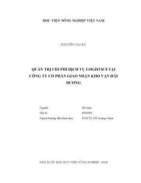 Luận văn thạc sĩ vnua quản trị chi phí dịch vụ logistics tại công ty cổ phần giao nhận kho vận hải dương