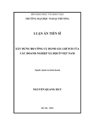 Luận án tiến sĩ xây dựng bộ công cụ đánh giá lợi ích của các doanh nghiệp xã hội ở việt nam