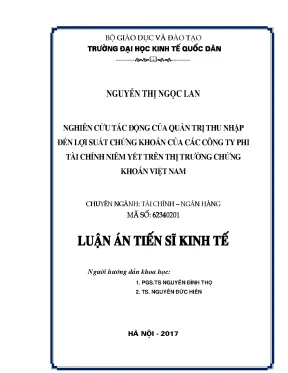 Nghiên cứu tác động của quản trị thu nhập đến lợi suất chứng khóan của các cơng ty phi tài chính niêm yết trên thị trường chứng khóan việt nam