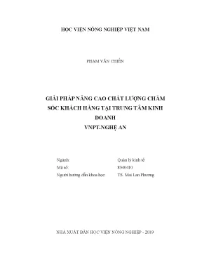 Luận văn thạc sĩ vnua giải pháp nâng cao chất lượng chăm sóc khách hàng tại trung tâm kinh doanh vnpt nghệ an