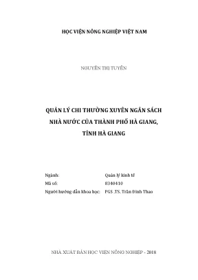 Luận văn thạc sĩ vnua quản lý chi thường xuyên ngân sách nhà nước của thành phố hà giang tỉnh hà giang