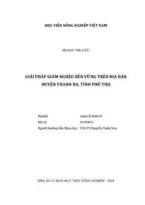 Luận văn thạc sĩ vnua giải pháp giảm nghèo bền vững trên địa bàn huyện thanh ba tỉnh phú thọ