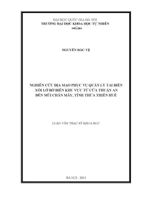 Luận văn thạc sĩ hus nghiên cứu địa mạo phục vụ quản lý tai biến xói lở bờ biển khu vực từ cửa thuận an đến mũi chân mây tỉnh thừa thiên huế