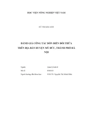 Luận văn thạc sĩ vnua đánh giá công tác dồn điền đổi thửa trên địa bàn huyện mỹ đức thành phố hà nội