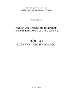 Luận văn thạc sĩ hus nghiên cứu áp dụng mô hình weap tính cân bằng nước lưu vực sông vệ